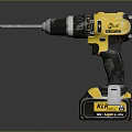 Yellow And Black Cordless Drill With Ergonomic Handle And KR Rechargeable Battery