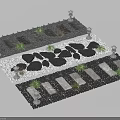 Modern Garden Path Design With Stone Slabs Pebbles Lanterns And Green Plants