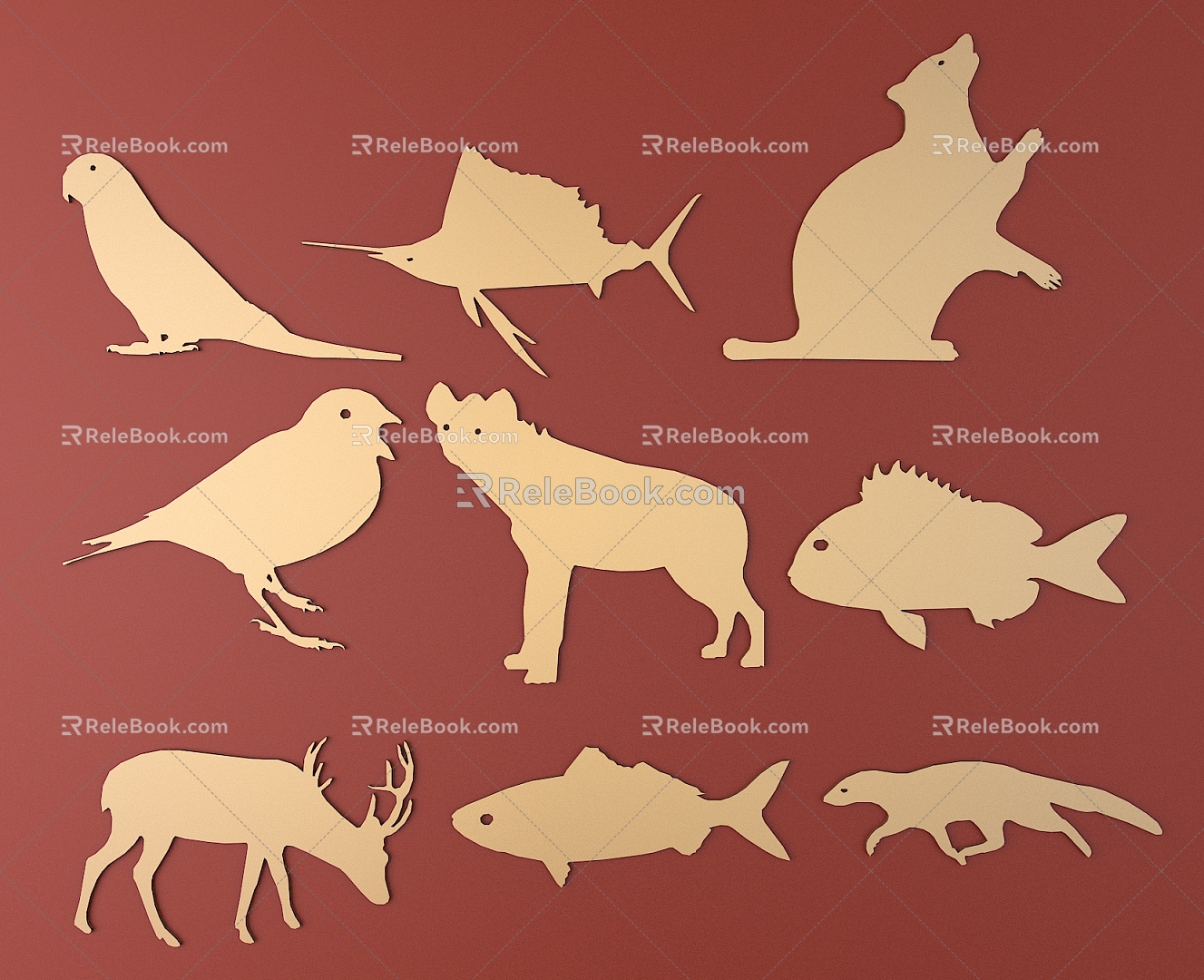 Animal Silhouette Metal Carved Animal Pattern 3d model