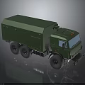 Green Military Truck With Heavy Duty Cargo Body And Multi Wheel Design