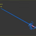 Blue Decorative Sword With Long Slender Blade And Shiny Hilt On Dark Background