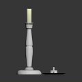 Elegant Silver Candlestick With White Candle And Round Base Design