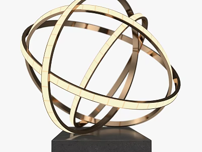 Modern Table Lamp With Golden Metal Intersecting Structure And Black Base 3d model
