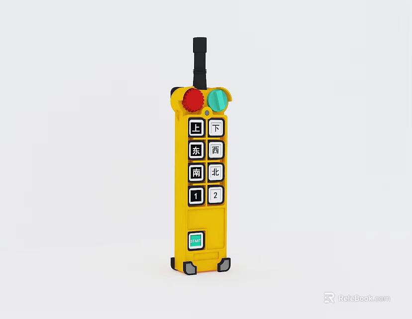 Industrial Equipment Remote Controller With Yellow Housing Multiple Buttons And Control Features 3d model 