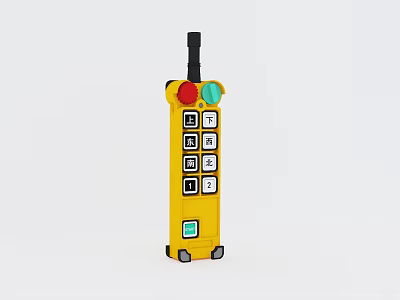 Industrial Equipment Remote Controller With Yellow Housing Multiple Buttons And Control Features 3d model