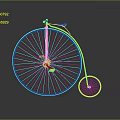 Vintage High Wheel Bicycle With Black And Orange Frame And Spoked Wheels