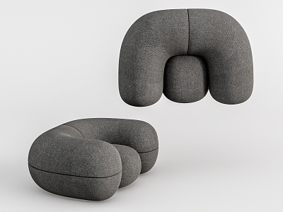 Modern Single Sofa Lazy Sofa Stool 3d model