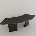 Black Curved Conference Table With Smooth Surface And Rectangular Legs 3d model