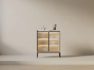 Modern Entryway Console Cabinet With Glass Door Design Metal Legs And Decorative Ornaments 3d model
