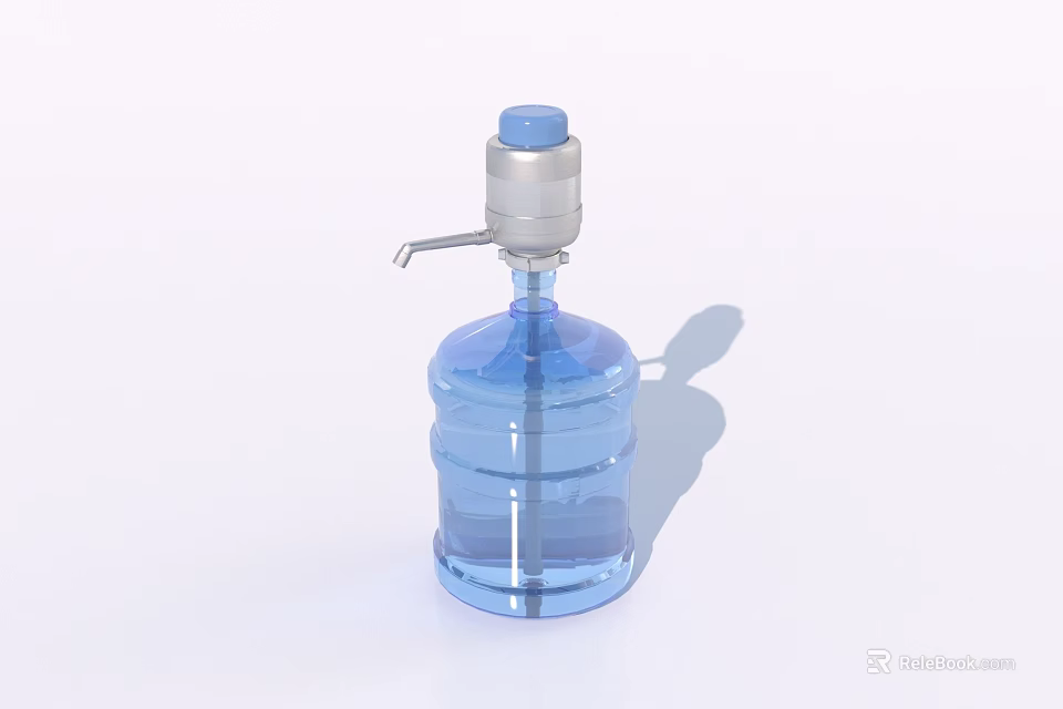 Household Blue Transparent Water Bottle With Dispenser Tap And Refillable Design 3d model 