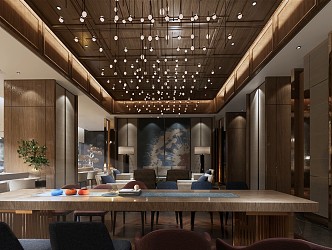 Light Luxury Hall Hotel Lobby Bar 3d model