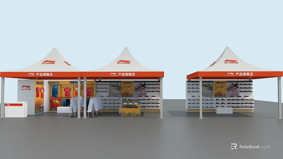 Outdoor Tent Style Retail Store With Clothing And Footwear Display Areas 3d model 
