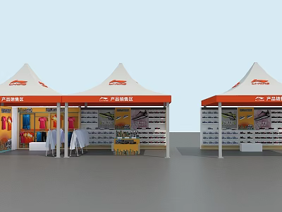 Outdoor Tent Style Retail Store With Clothing And Footwear Display Areas 3d model