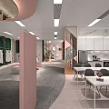 Modern Clothing Store Interior With Green Backdrop Walls Pink Counter Mannequins Hanging Dresses And Spotlights