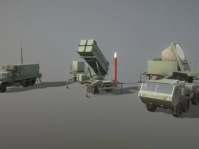 Advanced Military Weapon System With Missile Launcher Radar And Support Vehicles 3d model