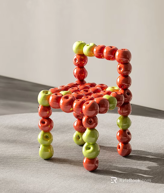 Leisure Chair Made of Red and Green Apples with Creative Design Structure 3d model 