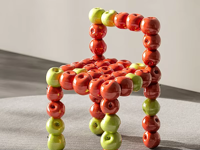 Leisure Chair Made of Red and Green Apples with Creative Design Structure 3d model