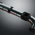 Structural Design Of Industrial Pipes With White Green Sections Red White Stripes And Black Connectors