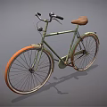 Vintage Light Green Bicycle with Brown Leather Seat and Orange Rims