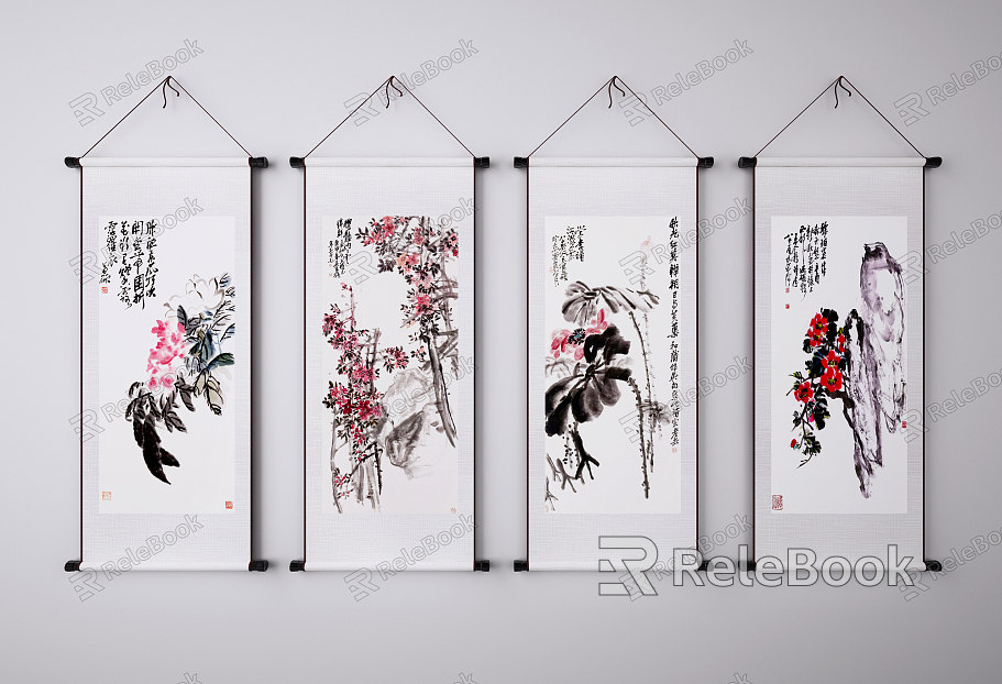 Chinese-style plant painting plum blossom hanging painting decorative painting combination model