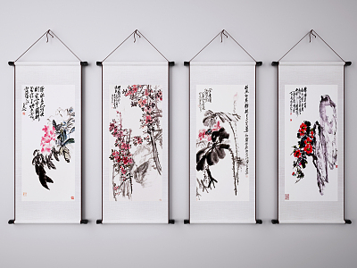 Chinese-style plant painting plum blossom hanging painting decorative painting combination model