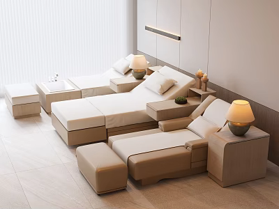 Modern Comfortable Massage Chair In Relaxing Room With Side Table And Lamp 3d model