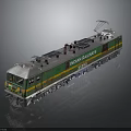 Indian Railways Green And Yellow Electric Locomotive Train With Pantograph Number 30235