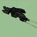 Futuristic Sci Fi Spaceship 3D Render With Mechanical Details And Laser Beams