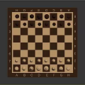 Classic Chessboard With Brown And White Squares Alphabet Number Markings And Black White Chess Pieces