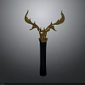 Elegant Modern Decorative Golden Deer Antlers Sculpture with Black Base