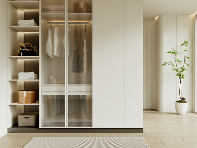 modern wardrobe cream shoe cabinet partition model