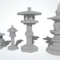 Traditional Japanese Style Stone Outdoor Lanterns With Various Designs For Garden Decoration