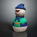 Cute Snowman Figure With Blue Hat Red Glasses Green Scarf And Colorful Outfit