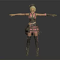 Game Movie Character In Pink Black Striped Outfit With Leather Hat Gloves And Long Boots