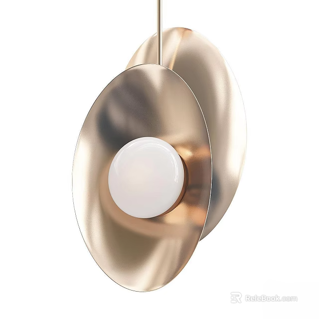 Modern Metallic Dual Round Disc Chandelier With White Central Light Source And Gold Finish 3d model