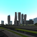 Modern High Rise Office Building Complex With Glass Facade And Urban Architectural Design
