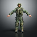 Military Character In Camouflage Uniform With Tactical Vest And Full Body Combat Gear