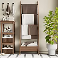 Log Towel Rack Storage Rack Towel Bathroom Products 3d model