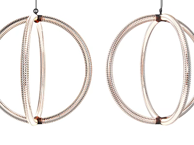 Modern Circular Ring Chandeliers With Layered Metallic Textured Hoops For Contemporary Interior Decor 3d model