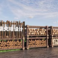 Garden Firewood Storage Racks Wooden Frames Stacked with Logs and Split Wood