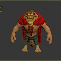Cartoon Character With Red Cape Muscular Body Blue Pants And Fierce Expression
