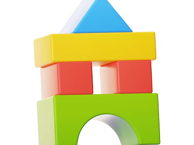 Colorful Building Blocks with Rectangular and Triangular Shapes for Kids Creative Play and Learning 3d model