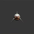 3D Model of Shark Creature Character With Silver Body Pink Eyes and Sharp Teeth