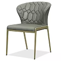Modern Gray Leather Accent Chair With Diamond Stitch And Gold Metal Legs