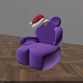 Purple Cartoon Elephant Children's Chair With Red Santa Hat On Wooden Floor