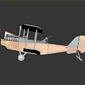 Detailed Blue and Orange Biplane Model on Dark Background with Reflection