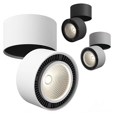Sleek Modern Downlights and Spotlights with White Black Gray Finishes and LED Lighting 3d model