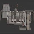 Detailed Industrial Mechanical Structure With Pipes Towers Ventilation Ducts And Metal Components