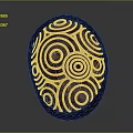Oval Artisanal Object With Carved Concentric Circle Patterns In Brown And Black 3d model