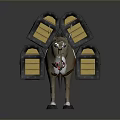 3D Render Donkey Carrying Stacked Yellow And Black Chests With Structure 3d model